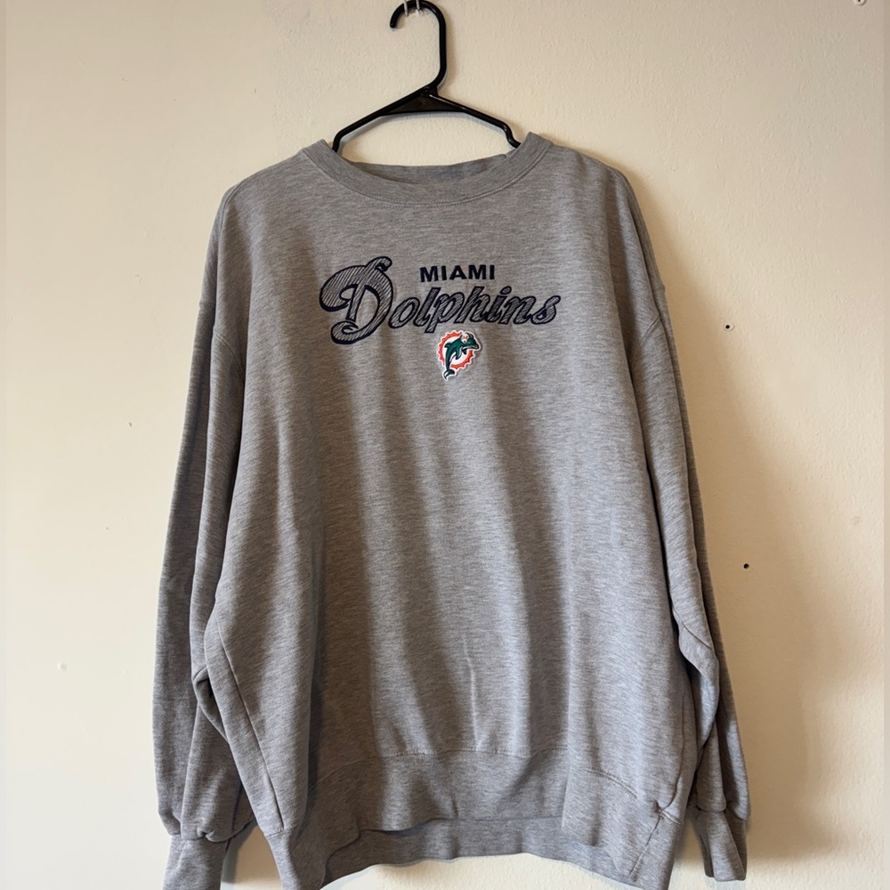 Y2K Miami Dolphins Men’s Grey Crew Neck Embroidered NFL XL
